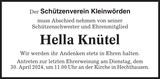 Anzeige für Hella Knütel