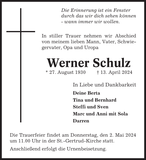 Anzeige für Werner Schulz