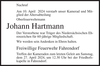 Anzeige für Johann Hartmann