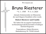 Anzeige für Bruno Riesterer