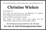 Anzeige für Christine Wieken