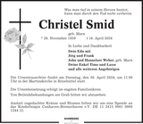 Anzeige für Christel Smid