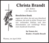 Anzeige für Christa Brandt