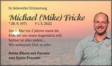 Anzeige für Michael (Mike) Fricke