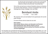 Anzeige für Bernhard Ambs