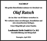 Anzeige für Olaf Ratsch