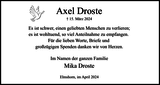 Anzeige für Axel Droste