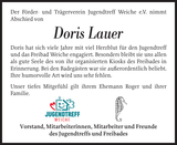 Anzeige für Doris Lauer