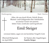 Anzeige für Emil Steiger