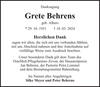 Anzeige für Grete Behrens