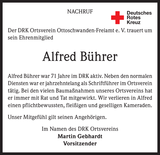 Anzeige für Alfred Bührer
