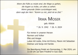 Anzeige für Irma Moser
