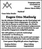 Anzeige für Eugen Otto Mathwig