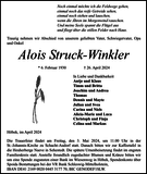 Anzeige für Alois Struck-Winkler