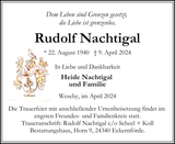 Anzeige für Rudolf Nachtigal