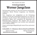 Anzeige für Werner Jungclaus