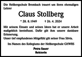 Anzeige für Claus Stollberg
