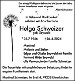 Anzeige für Helga Schweizer