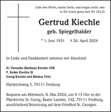 Anzeige für Gertrud Kiechle