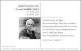 Anzeige für Norbert Wolf