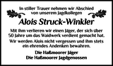 Anzeige für Alois Struck-Winkler