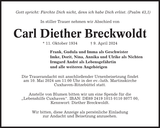 Anzeige für Carl Diether Breckwoldt
