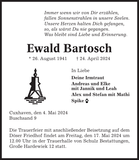Anzeige für Ewald Bartosch