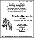 Anzeige für Marlies Koslowski