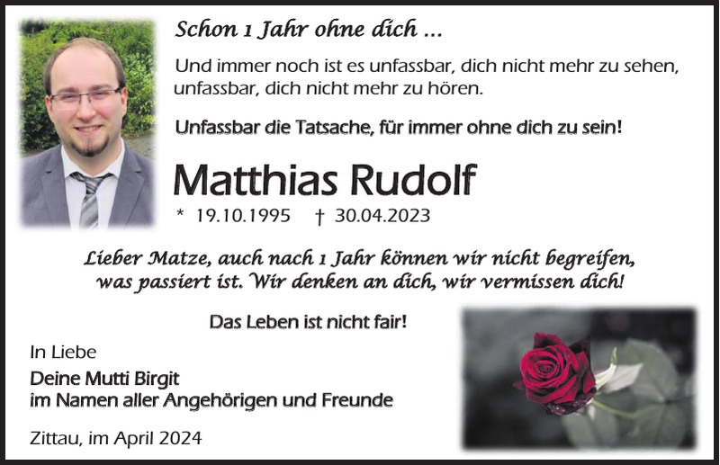 Matthias Rudolf Traueranzeige Sächsische Zeitung