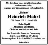 Anzeige für Heinrich Mahrt