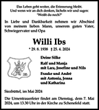 Anzeige für Willi Ibs