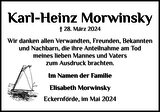 Anzeige für Karl-Heinz Morwinsky