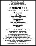 Anzeige für Helga Stüdtje