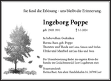 Anzeige für Ingeborg Poppe