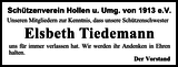 Anzeige für Elsbeth Tiedemann