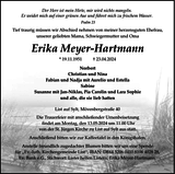 Anzeige für Erika Meyer-Hartmann