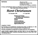 Anzeige für Horst Christiansen