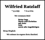 Anzeige für Wilfried Ratzlaff