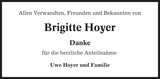Anzeige für Brigitte Hoyer