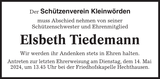 Anzeige für Elsbeth Tiedemann