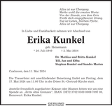 Anzeige für Erika Kunkel