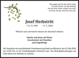 Anzeige für Josef Herbstritt