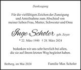 Anzeige für Inge Scholer