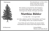 Anzeige für Matthias Bühler