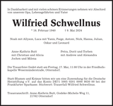Anzeige für Wilfried Schwellnus