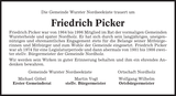 Anzeige für Friedrich Picker