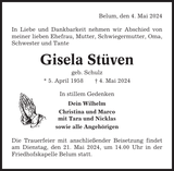 Anzeige für Gisela Stüven