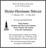 Anzeige für Heinz-Hermann Stüven