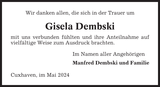 Anzeige für Gisela Dembski