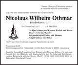Anzeige für Nicolaus Wilhelm Othmar